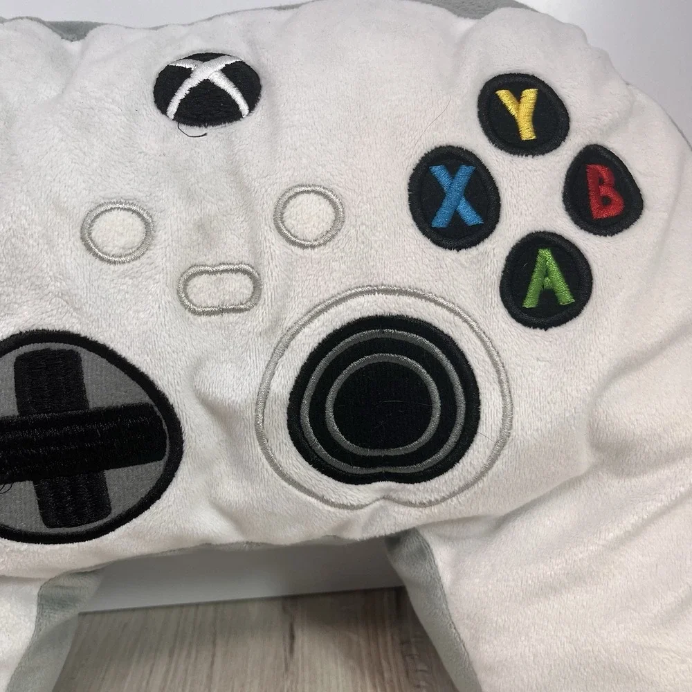 Official Xbox Controller Plush Pillow White Robot Gamer Room Decor Embroidered